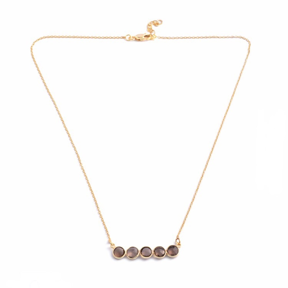 NEW Brazilian Smoky Quartz 14K YG Overlay Necklace